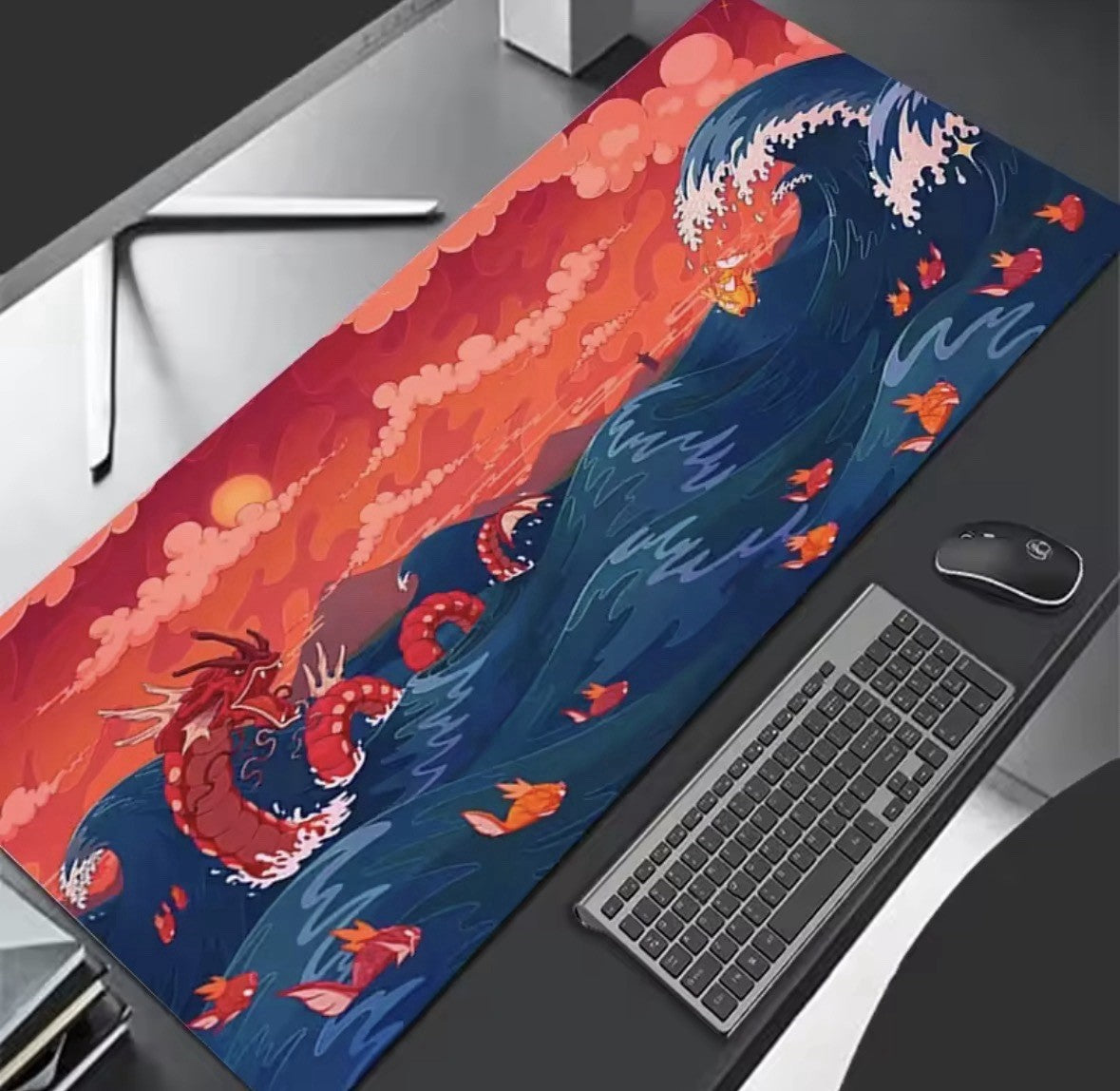 Shiny Red Gyarados Game Pokemon Playmat Desk Mat Pad Mousepad 24”