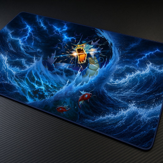 Gyarados & Magikarp Storm Vortex Pokemon Playmat angled view