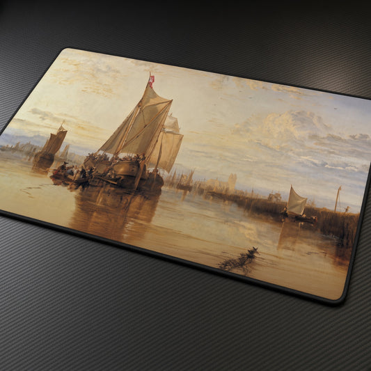 The Dort Packet-Boat J. M. W. Turner Playmat at an angle on a gaming desk