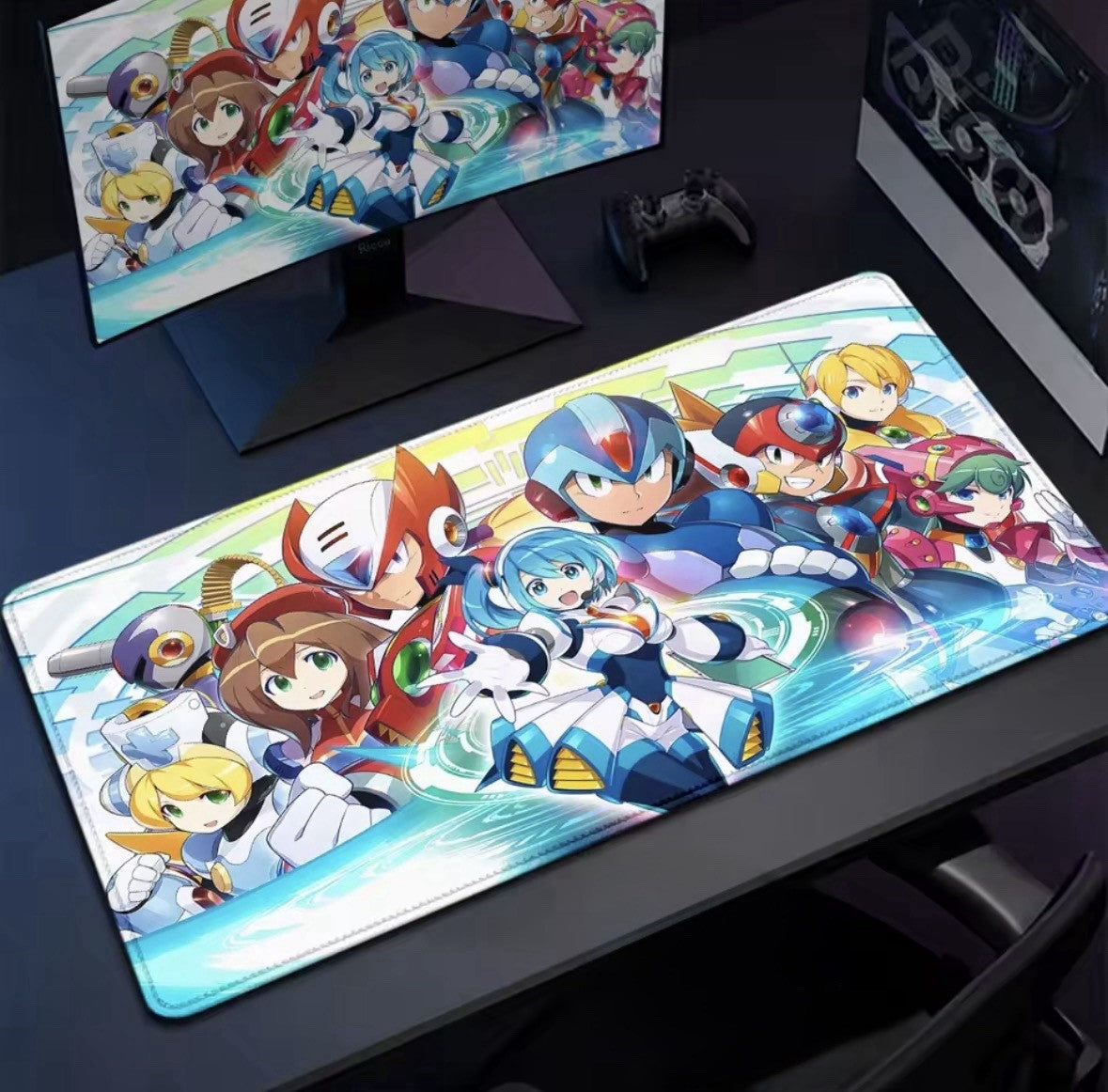 Megaman Anime Keyboard Gaming Mousepad TCG Card Games Playmat 24”