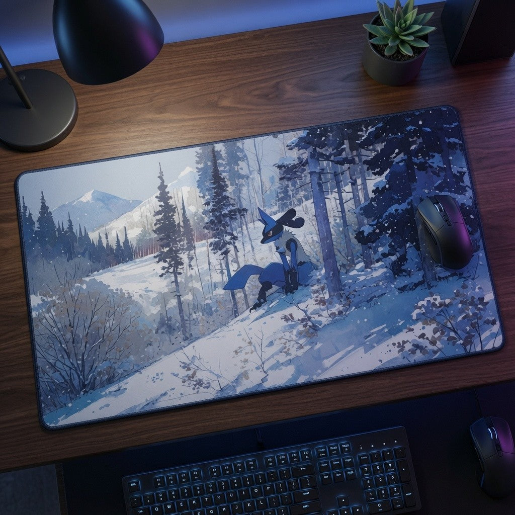 Lucario The Lone Wanderer Custom Artwork Pokemon Card TCG Mousepad Playmat 24x14