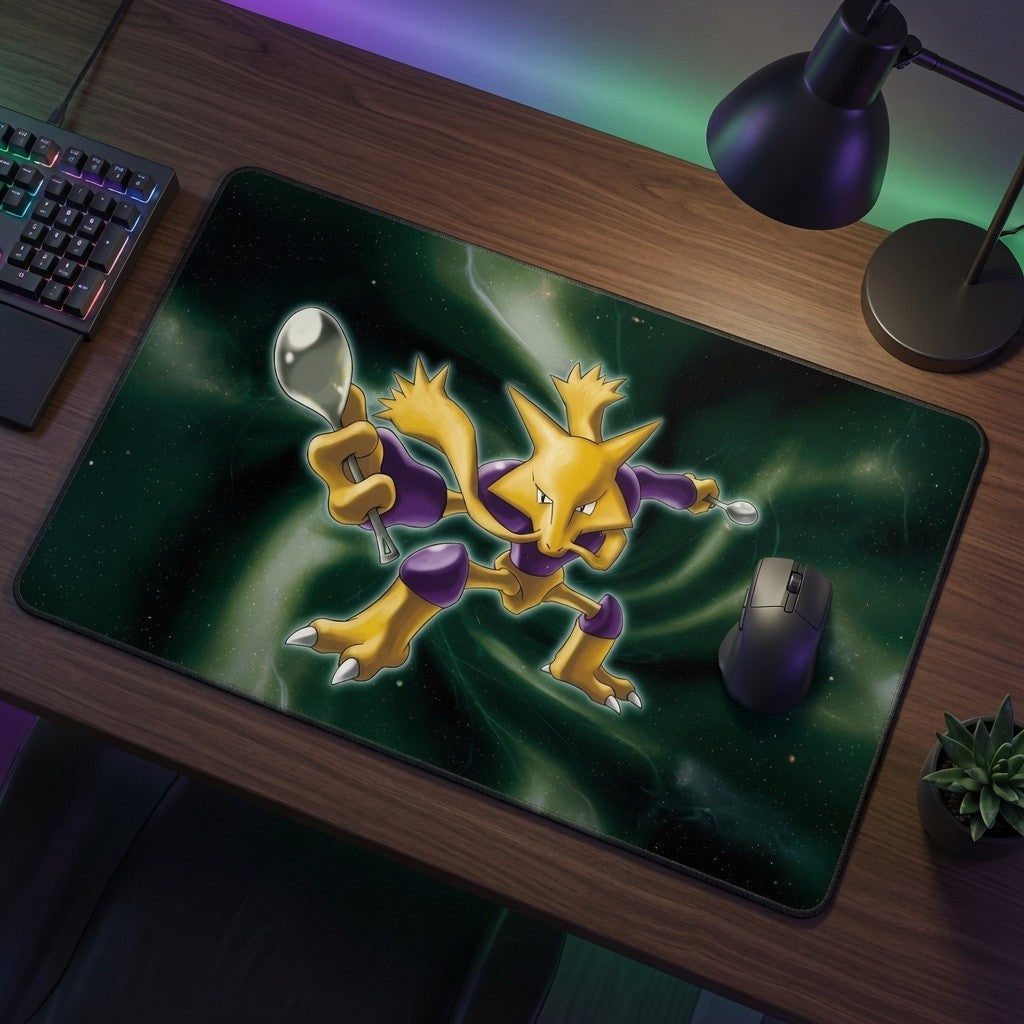 Shiny Alakazam Gold Star Art Custom Standard Size Pokemon TCG Playmat Mousepad