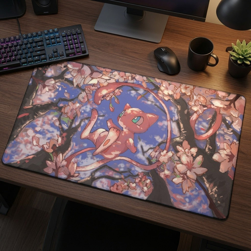 Mew Floral Nap Custom Pokemon 30th SIR Card TCG Mousepad Playmat 24x14"