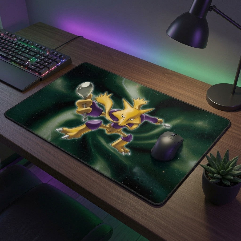 Shiny Alakazam Gold Star Art Custom Standard Size Pokemon TCG Playmat Mousepad