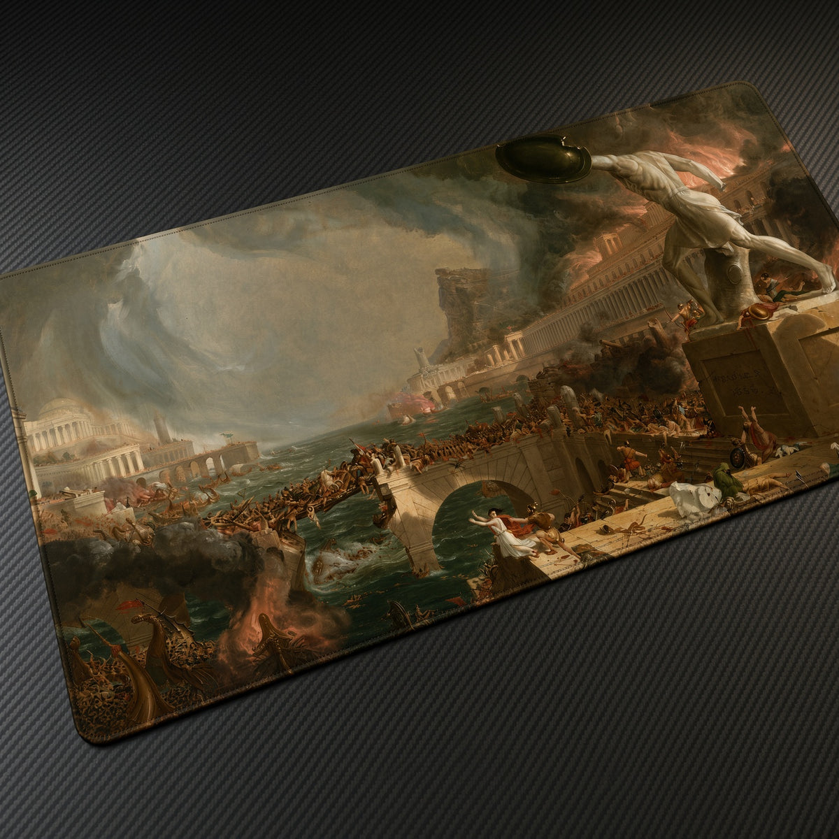 Destruction, The Course of Empire, Thomas Cole playmat angled view