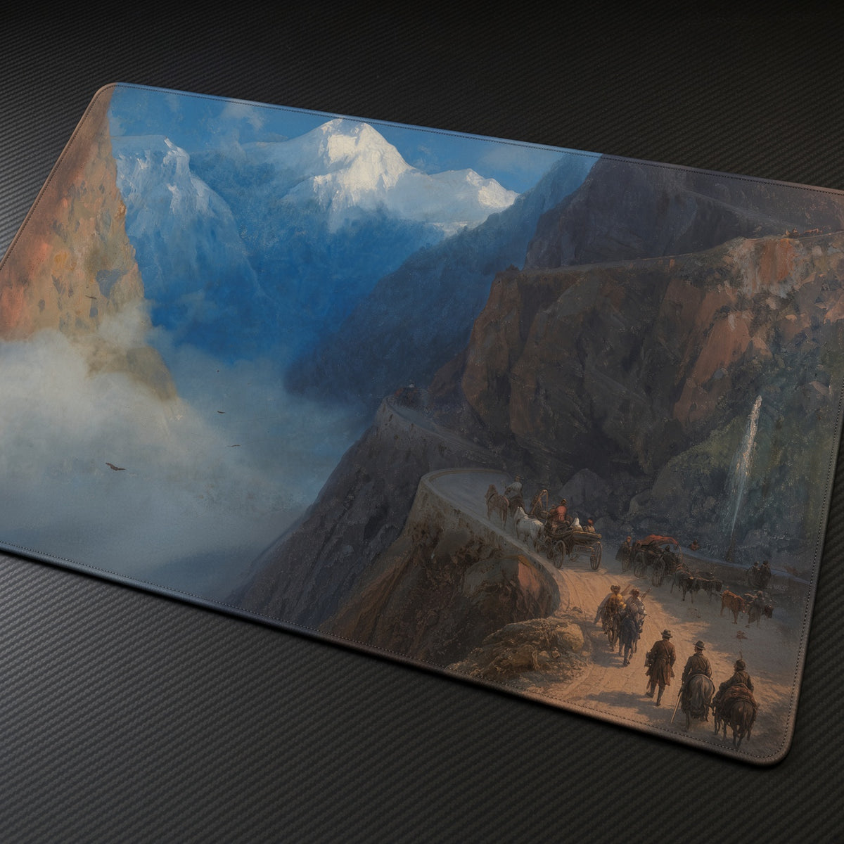 From Mleta to Gudauri Ivan Aivazovsky Playmat at an angle on a gaming desk