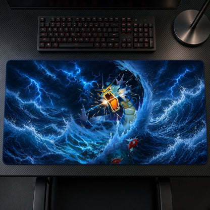Gyarados & Magikarp Storm Vortex Pokemon Playmat top-down on desk