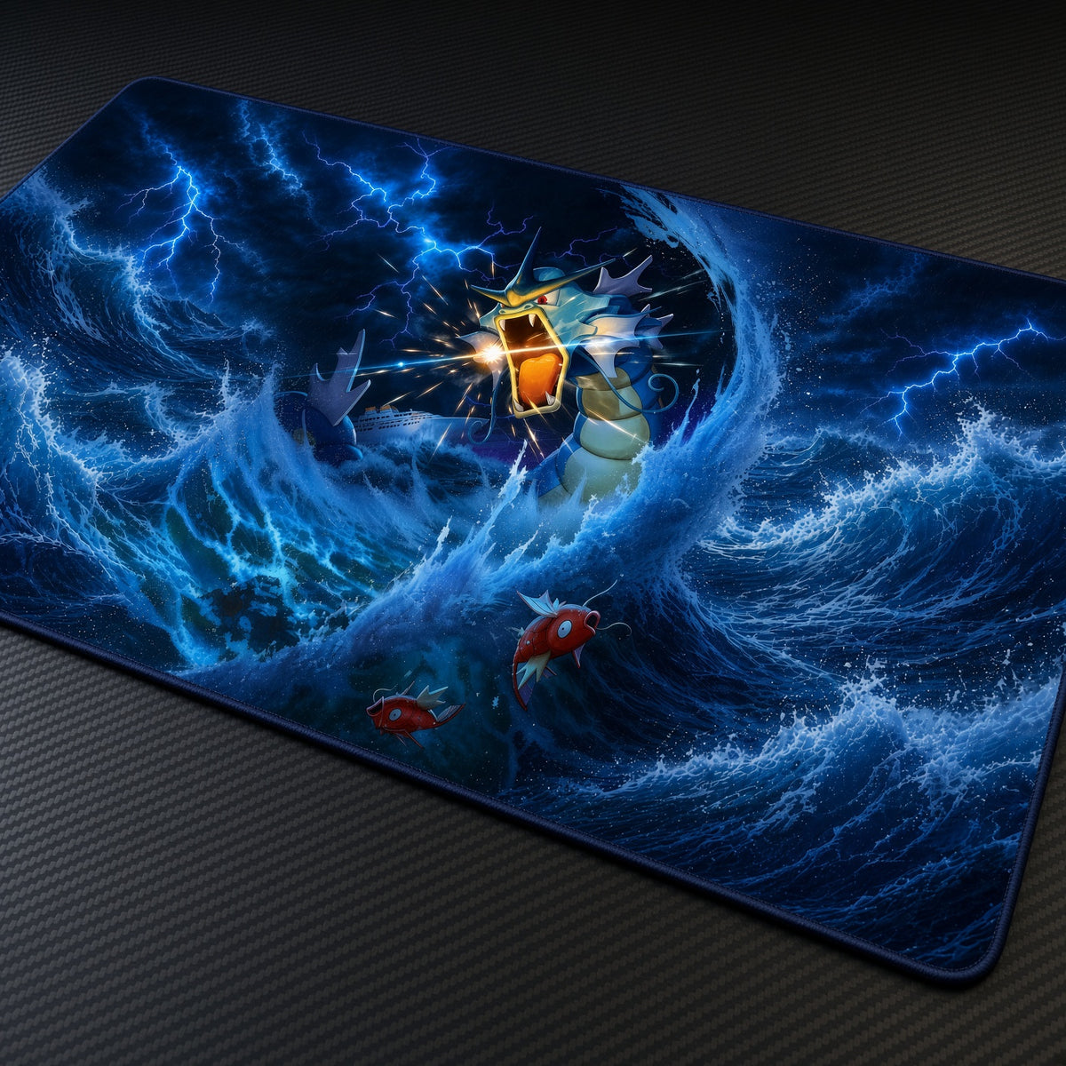 Gyarados & Magikarp Storm Vortex Pokemon Playmat angled view