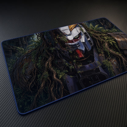 Overgrown RX-78-2 Gundam Head Playmat at an angle on a gaming desk