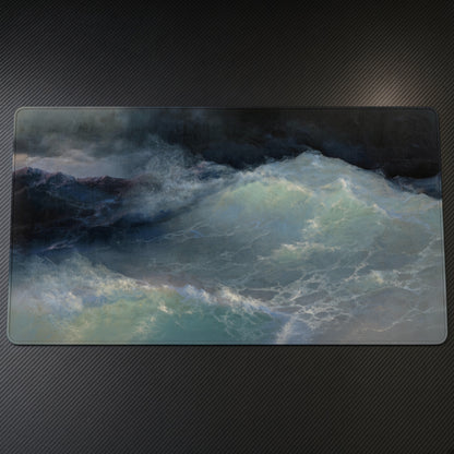 Rough Sea Ivan Aivazovsky Playmat on a gaming desk, top-down view