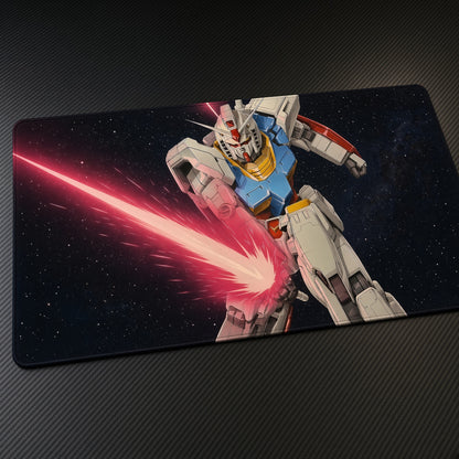RX-78-2 Gundam Beam Rifle Playmat at an angle on a gaming desk