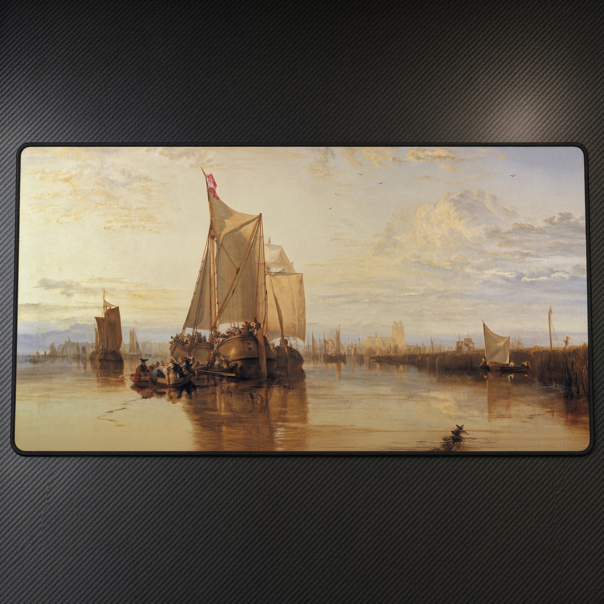 The Dort Packet-Boat J. M. W. Turner Playmat on a gaming desk, top-down view