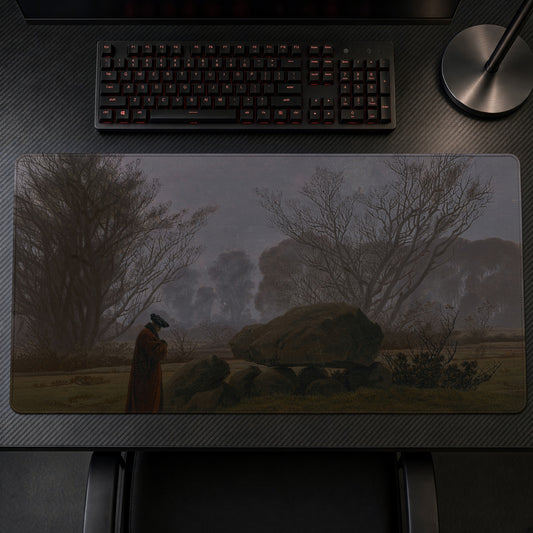 Walk at Dusk Caspar David Friedrich Playmat on a gaming desk, top-down view