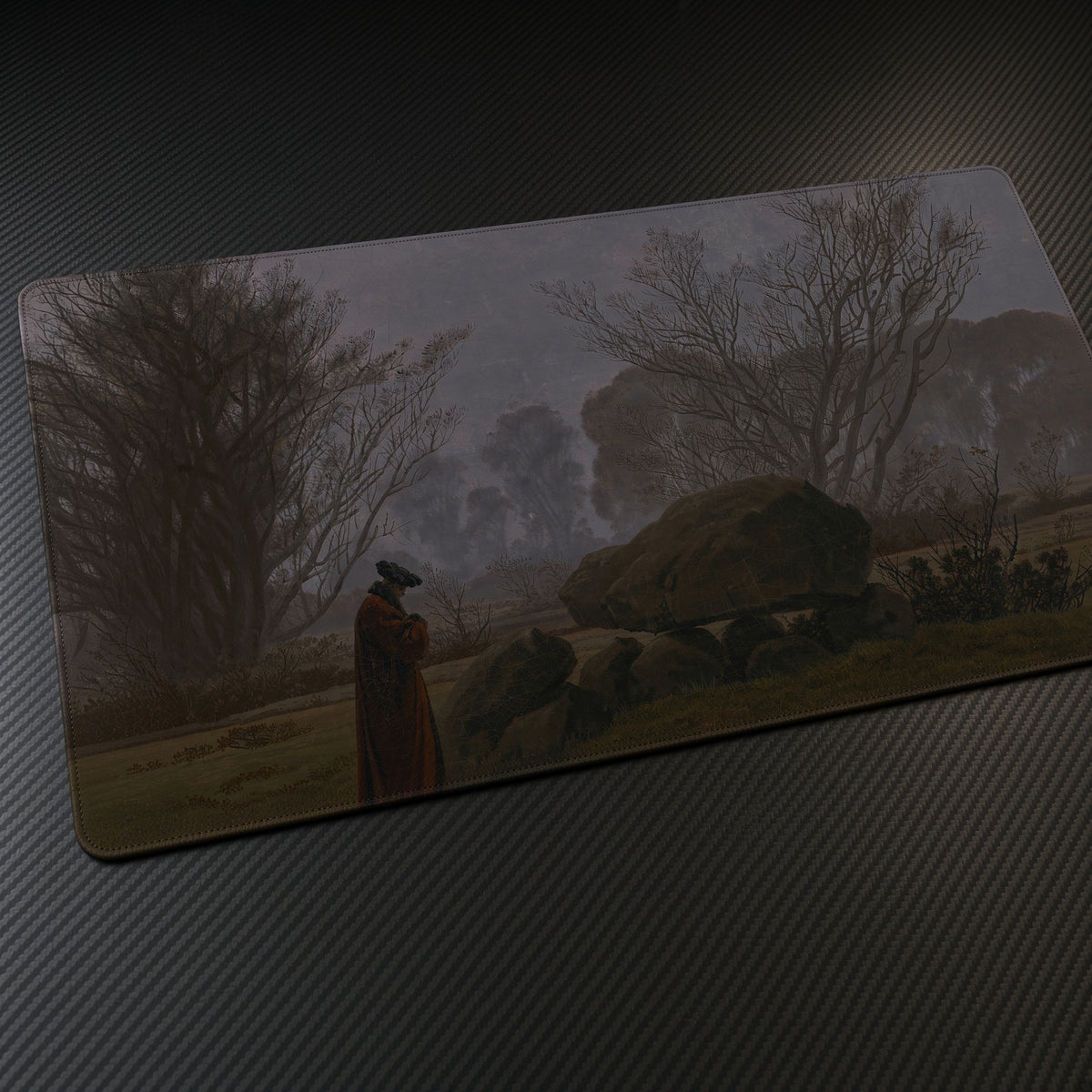 Walk at Dusk Caspar David Friedrich Playmat at an angle on a gaming desk